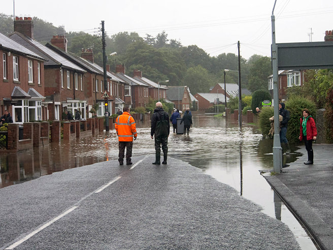 Flooded streets in Morpeth Flooded streets in Morpeth