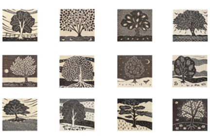 collection of greeting cards by artist Gail Kelly featuring British trees, all taken from original linocuts hand-printed onto Irish linen collection of greeting cards by artist Gail Kelly featuring British trees, all taken from original linocuts hand-printed onto Irish linen