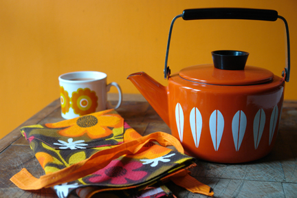 vintage orange enamel Cathrineholm 