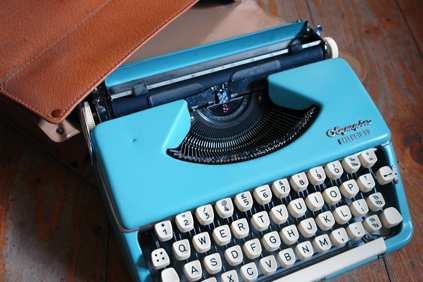 vintage blue Olympia "Splendid 99" typewriter vintage blue Olympia "Splendid 99" typewriter