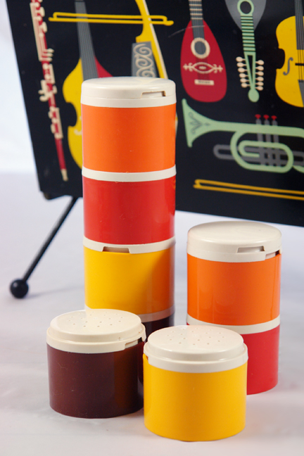 vintage stacking multicoloured Tupperware herb and spice containers