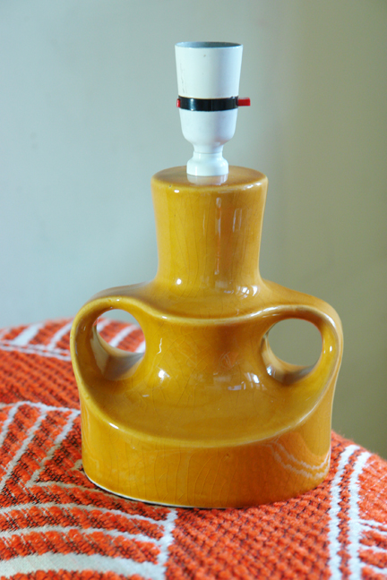 vintage yellow glazed pottery lamp base