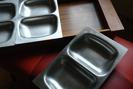 vintage Old Hall teak & stainless steel serving dish
