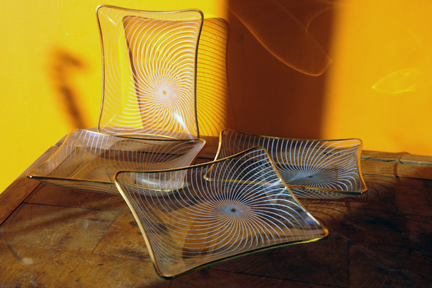 set of 4 vintage Chance Glass pin dishes set of 4 vintage Chance Glass pin dishes