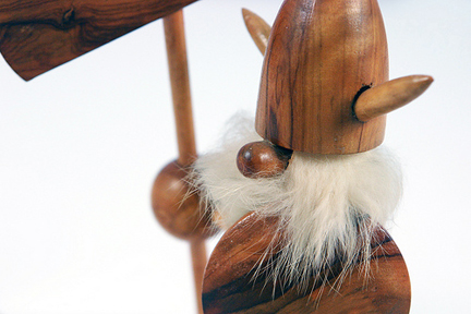 vintage Viking noggin figure with grey beard and Danish axe