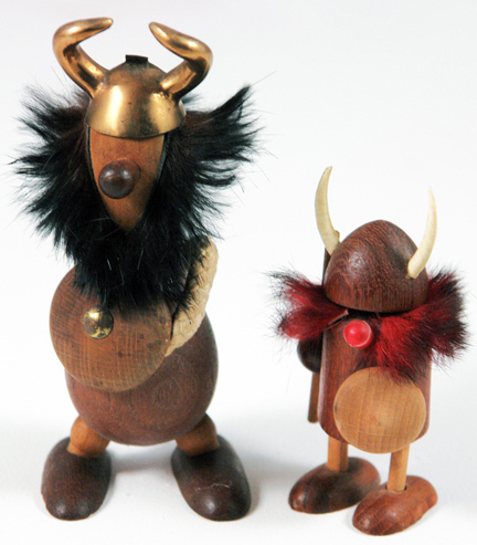 pair of Viking noggin figures