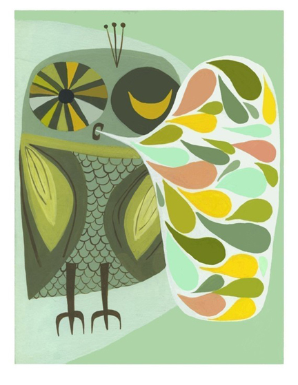 Happy owl open edition print by Matte Stephens on Etsy