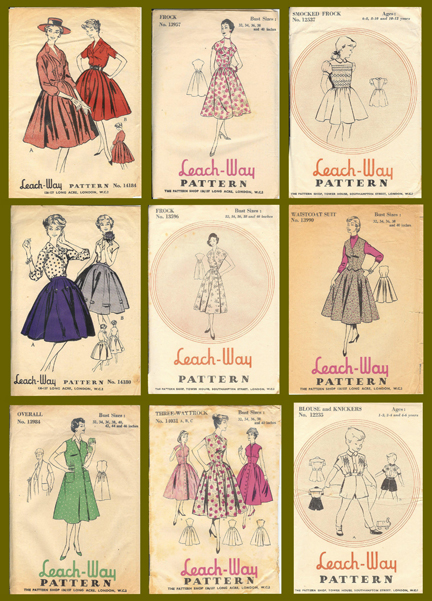 mosaic of vintage 1950s Leachway paper patterns