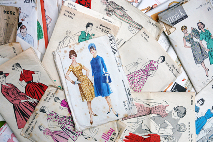 collection of vintage 1950s-1970s fashion paper patterns