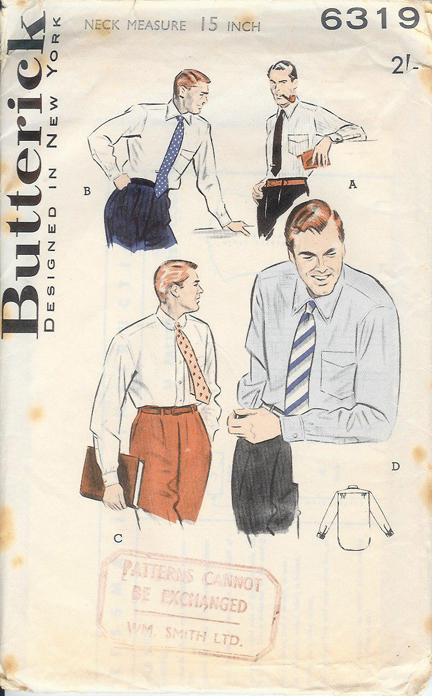 vintage paper pattern for a men's shirt