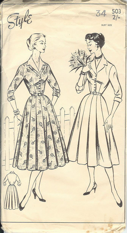 vintage 1950s "Style" paper pattern for women's blouse and skirt