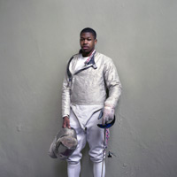 Portrait of fencer Curtis Miller from the book, 