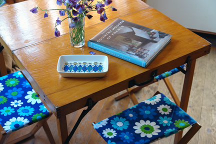set up, renovated vintage fold away picnic set