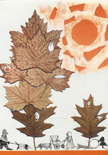 vintage 1961 London Transport postcard. "Autumn Leaves" designed by John Burningham
