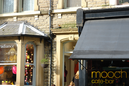 Exterior view of Radience lighting shop in Hebden Bridge next door to Mooch cafe Exterior view of Radience lighting shop in Hebden Bridge next door to Mooch cafe