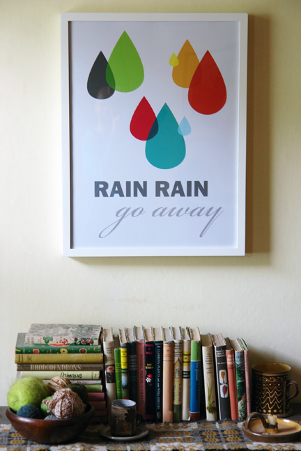 Rain rain, go away framed poster designed by Dee Dee Adams