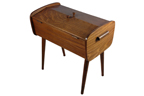 vintage wooden sewing box on legs