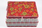 vintage dandycord tabletop sewing box with floral lid