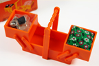 small vintage orange plastic sewing box
