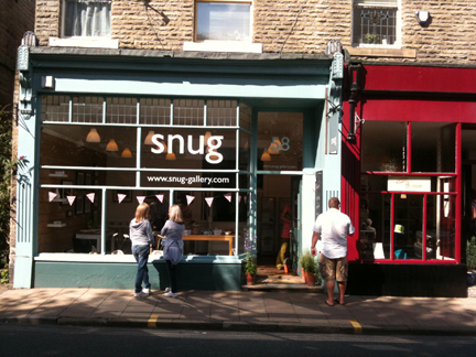 view of the shopfront of Snug Gallery in Hebden Bridge