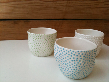 a trio of small ceramic pots by Ikuko Iwamoto available at Snug Gallery in Hebden Bridge