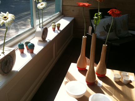 window sill in Snug Gallery, Hebden Bridge showing various art & craft items available for sale