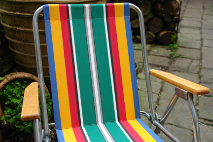 Detail of vintage striped garden chair