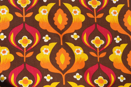 Detail of floral fabric on vintage sunlounger