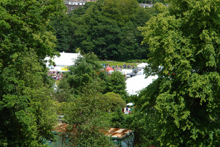 View of the Todmorden Agricultural Show through the trees