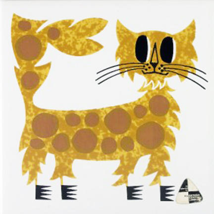 vintage Kenneth Townsend designed tile of a cat from the Menagerie series vintage Kenneth Townsend designed tile of a cat from the Menagerie series