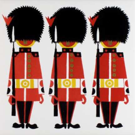 vintage Kenneth Townsend designed ceramic tile of Coldstream guardsmen vintage Kenneth Townsend designed ceramic tile of Coldstream guardsmen
