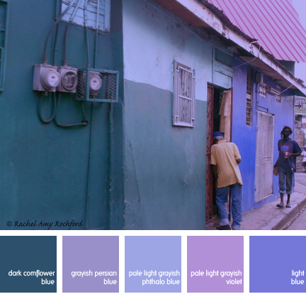 two tone purple building in Observatory Street, Port of Spain, Trinidad