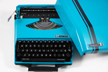 vintage 1970s electric blue portable Smith Corona designed by Ghia vintage 1970s electric blue portable Smith Corona designed by Ghia