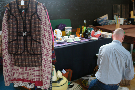 Justin setting up at the vintage fair at Todmorden Town Hall