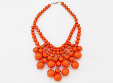 coral colour bauble necklace from Oliphant, New York