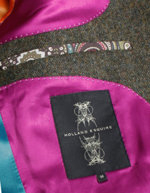 inside breast pocket detail of a handmade Holland Esquire Donegal panel jacket