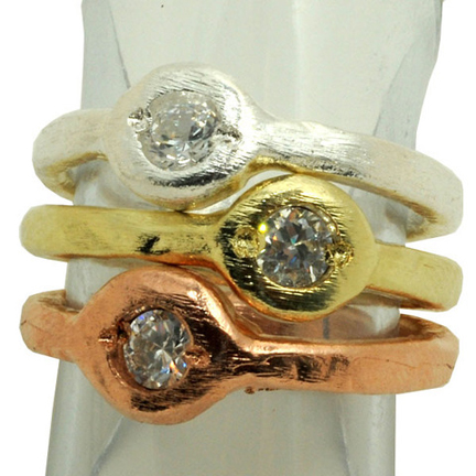 mixed CZ stacking rings by Sheila Fajl